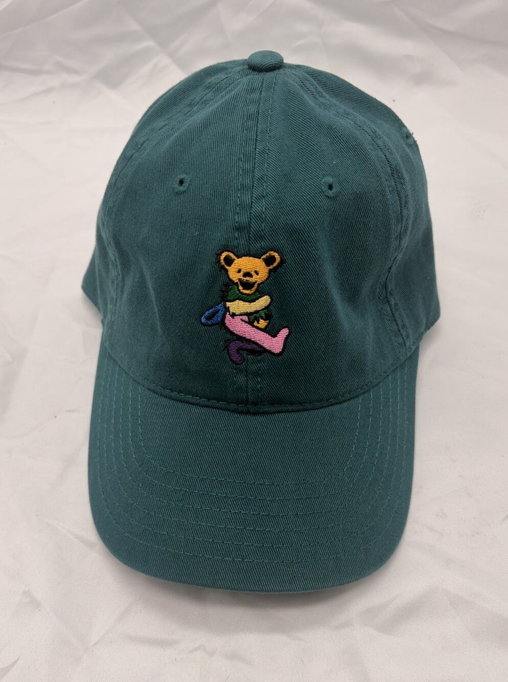 Grateful Dead Dancing Bear Teal Green Baseball Hat Slide Back Mad Engine